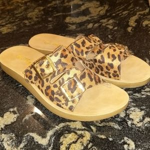 Animal Print Sandals with gold accents